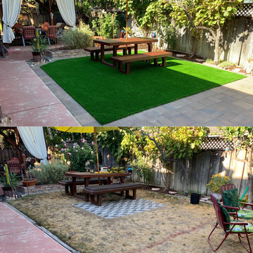 Pavers and Artificial Grass Backyard Patio