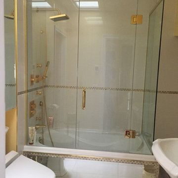Gold Coloured Brass Shower Unit & Bathroom