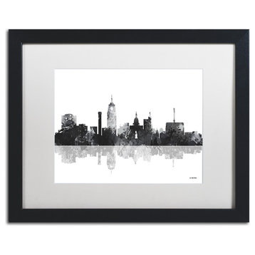 Watson 'Lansing Michigan Skyline BG-1' Art, Black Frame, 16"x20", White Matte