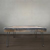 Reclaimed Wood and Metal Industrial Square Coffee Table, Steel Frame and Legs