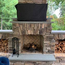 Custom Fireplace within New Pavilion (Manhasset/NY): - Outdoor Fireplaces