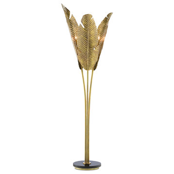 Currey and Company 8000-0071 Floor Lamp, Vintage Brass/Black Finish