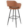 Lumisource Margarite Barstool, Black Metal and Brown PU Leather, Set of 2