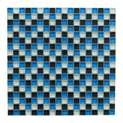 Deep Blue Sea Square Glass Mosaic Tiles - Home Accessories & Decor
