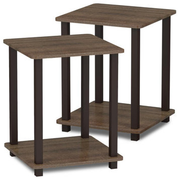 Furinno Simplistic End Table, Set Of Two, Walnut/Brown