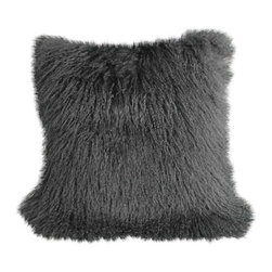 Grey Shearling 20" x 20 Pillow - Decorative Pillows