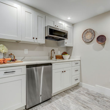 Basement remodeled with bedroom space and extra closet space in Quincy