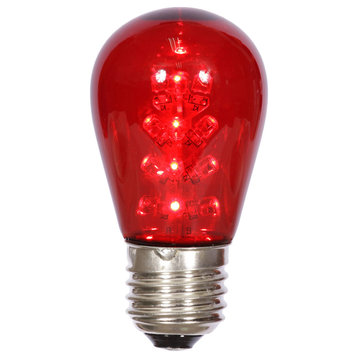 S14 LED Red Transp Bulb E26 Base 5-Pack