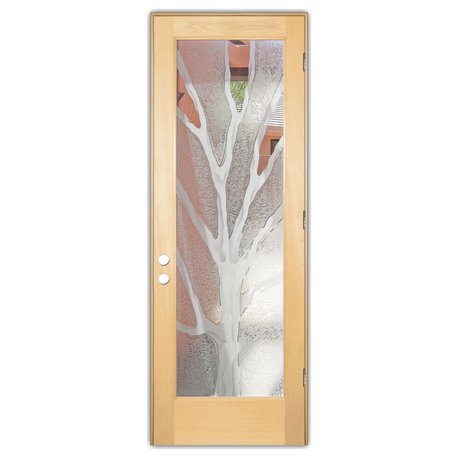 Front Door - Barren Branches - Maple - 36" x 84" - Knob on Left - Pull Open