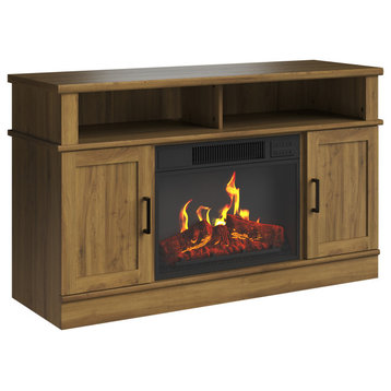 TV Stand With Electric Fireplace Media Console Storage Cabinet Adjustable Heat