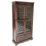 Wayborn - Gothic Gates Storage Cabinet - Bring home a decorative piece of furniture that will not only enhance the look of your living space but will offer practical everyday use as well. Our Gothic Gates Storage Cabinet is perfect for you if you are looking for an exciting new place to store excess belongings as well as attractively display a mix of home decor. This piece is hand finished with a deep cherry finish and features intricate hand carved accents, rustic hardware and gothic glass themed doors that protect a 6 level shelf. The Gothic Gates Storage Cabinet measures 26 inches wide, 10 inches deep and 49 inches tall.