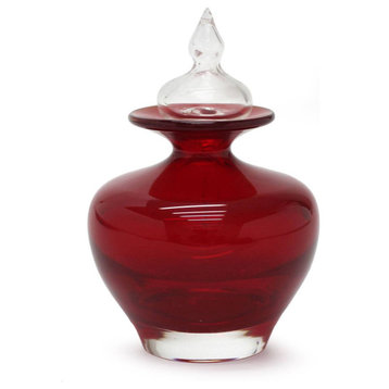 NOVICA Scarlet Passion And Handblown Art Glass Bottle