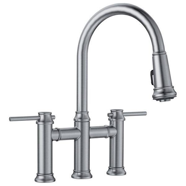 Blanco 442505 Empressa 1-Handle Pull-Down Bridge Faucets, Stainless