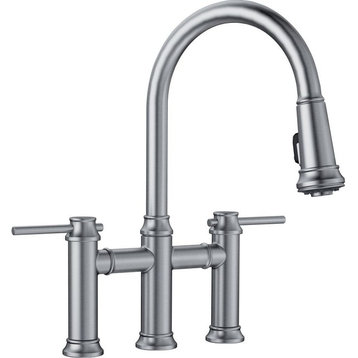 Blanco 442505 Empressa 1-Handle Pull-Down Bridge Faucets, Stainless