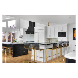Black & White Kitchen with Accents of Gold - Transitional - Kitchen - New York - by Amazing ...