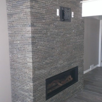 Forest Blend Recycled Granite Fireplace Makeover