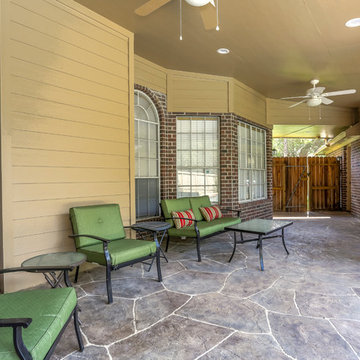 Stone Patio with Outdoor Kitchen and Pool