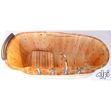 ALFI brand AB1136 61" Cedar Soaking Bathtub for Freestanding - Natural Wood