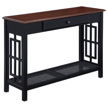 Oxford Foyer Table With Black Finish Frame and Cherry Finish Top