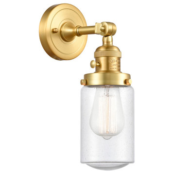 Dover Sconce With Switch, Satin Gold, Seedy
