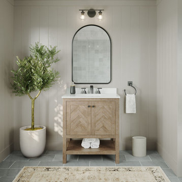 Sequoia 30" Single Bathroom Vanity in Weathered Fir with White Quartz Top