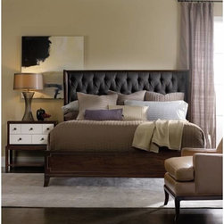 Palisade Upholstered Shelter 3 PC Queen Bedroom Set - Carbon Fabric - Bedroom Furniture Sets