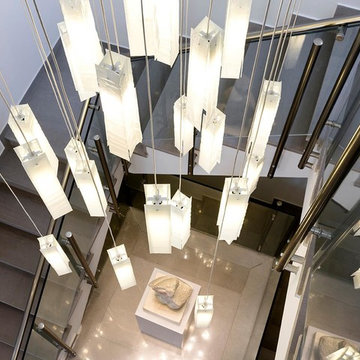 CONTEMPORARY WHITE GLASS PENDANTS CHANDELIER, WHITE CANDLES CHANDELIER by GALILE