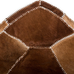 Modern Cowhide Patchwork Area Rug, Turtle Shape, Handmade, Brown, 7'0"x5'2" - Area Rugs