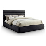 Meridian Furniture - Adam Upholstered Bed, Black, King, Chenille Fabric - Revealing the silky, soft Adam black chenille king bed, showcasing deep channel tufting and a contemporary design to add a touch of modern elegance to your bedroom. Its fully slatted construction eliminates the need for a box spring, while the option to add additional panels allows you to customize the headboard height. Crafted for both style and durability, it becomes the centerpiece of your bedroom, creating a sophisticated and inviting atmosphere.