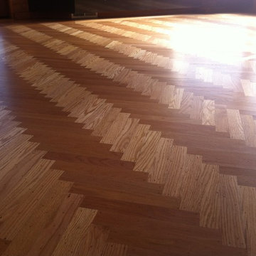 Refinish herringbone oak floors