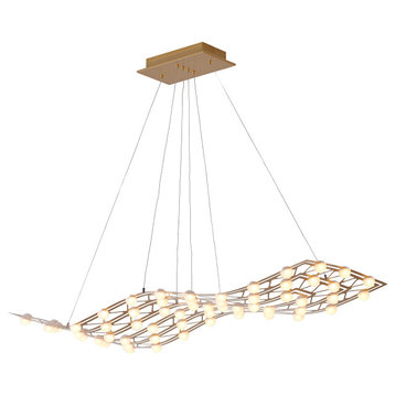 47" Gold Metal LED Chandelier With White Acrylic Diffusers