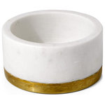Serene Spaces Living - White Marble Bowl with Brass Ring, 2" and 4" - We love the many looks of natural marble. This handcrafted, white decorative bowl has an unpolished finish to the marble. A brass ring at the bottom of this handcrafted bowl adds a pretty detail. Make this bowl part of your decor if white and gold are your event colors, for a winter wedding, or for a white wedding. This bowl has a rich and classy look, and works for various purposes. Anything that you place in it will stand out. We can imagine using it as a small dish to hold sachets of salt/ sugar etc, candy bowl, as a small decorative bowl for keys or jewelry, as a pillar candle holder for a white or grey pillar candle. This bowl is sold individually and measures 2" Tall and 4" Diameter. Please note, because this is genuine marble, colors and patterns will vary from bowl to bowl. CARE INSTRUCTIONS- This decorative piece is pure marble and can be stained when using with food. We recommend using liner if using with cut fruits and vegetables. Serene Spaces Living encourages easy DIY decorating and we hope this bowl will be a great addition to your decor!