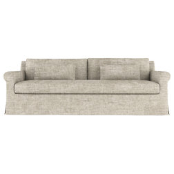 Transitional Sofas Ludlow 7' Crushed Velvet Sofa, Oyster, Classic Depth