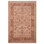 Bareens Designer Rugs - Boho Chic Ziegler Dion Tan Brown Hand-Knotted Wool Rug - 6'1'' x 9'0'' - Enhance the ambiance of your home with this magnificent Persian-influenced Turkish hand-knotted rug made by skilled artisans capable of creating the most exceptional vegetable dyes and hand-spun wool. This exquisite handmade rug is a one-of-a-kind Peshawar Kafkaz, otherwise identified as Chobi, Chobi Peshawar, Oushak, or Ziegler rug. These handmade rugs are crafted in Pakistan utilizing superior-quality wool imported from Australia, New Zealand, and Korea in two types of weaves: the Persian weave and the Mori weave. This rug is meticulously crafted by hand using the finest natural vegetable dyes extracted from local plants. The artisans use a blend of hand-spun local and fine merino wool, resulting in a rug with a compelling texture, higher lanolin content, and longer staple. The artisans occasionally incorporate natural or artificial silk into the pile to enhance specific motifs. The finished product is an awe-inspiring execution of flawless design and an understated palette that exudes elegance.