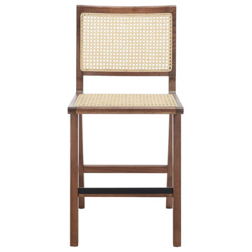 Safavieh Couture Hattie French Cane Counter Stool, Walnut/Natural
