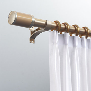 QYR55 1-1/4" Diameter Big Thick White Gold Single Double Curtain Rod Sets