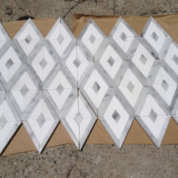 Custom Made Mosaic with Carrara White Marble and Thassos White - Bath Products