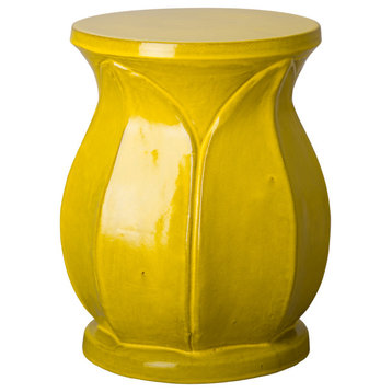 Lotus Mustard Yellow Ceramic Indoor/Outdoor Garden Stool