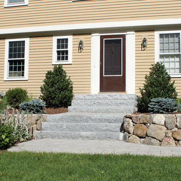 Natural Fieldstone Walls, Granite Steps & Paver Patio - Weston, Ma