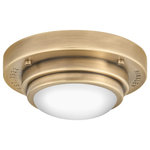 HInkley - Hinkley Porte Extra Small Flush Mount Or Sconce, Heritage Brass - With coastal and industrial influences, Porte applies a stylish approach to the standard recessed light. With its integrated warm-dim LED light source Porte's domed etched opal glass casts an abundant amount of light to deliver both substance and style. Porte fixtures can also be used as wall sconces.