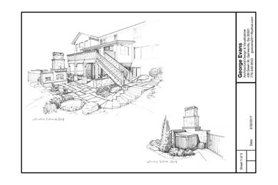 Outdoor fireplace and kitchen addition drawing