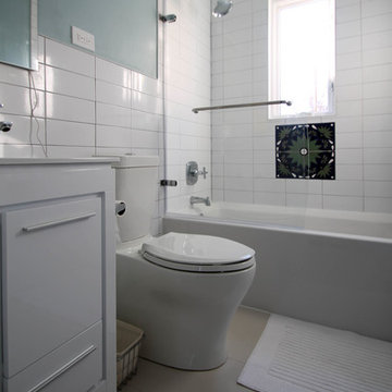 East Denver Minimalist White Bathroom & Kitchen Renovation