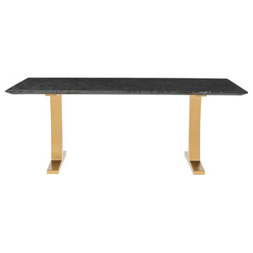 Cayenne Dining Table black wood vein marble top brushed gold