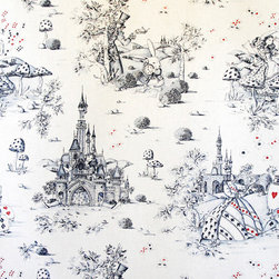 Alice in Wonderland fabric French blue toile - Fabric