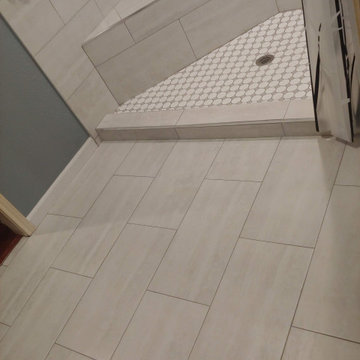 Handicap bathroom remodel and enlarge