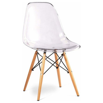 Nicer Furniture Set of Two (2) Clear - Side Chair Wood Legs