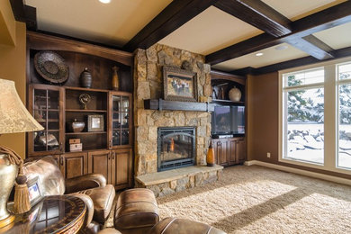 Example of a transitional family room design in Minneapolis
