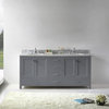 Caroline Avenue 72" Double Bath Vanity, Gray With Marble Top and Sink