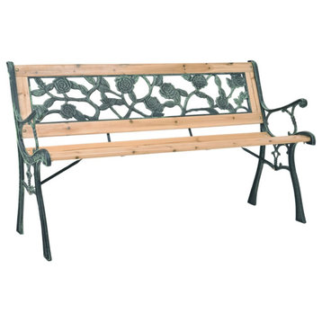 vidaXL Outdoor Patio Bench Outdoor Patio Garden Bench Chair with Armrests Wood
