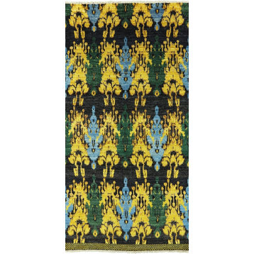 Modern Ikat Hand Knotted Wool Rug 6x12, P5159